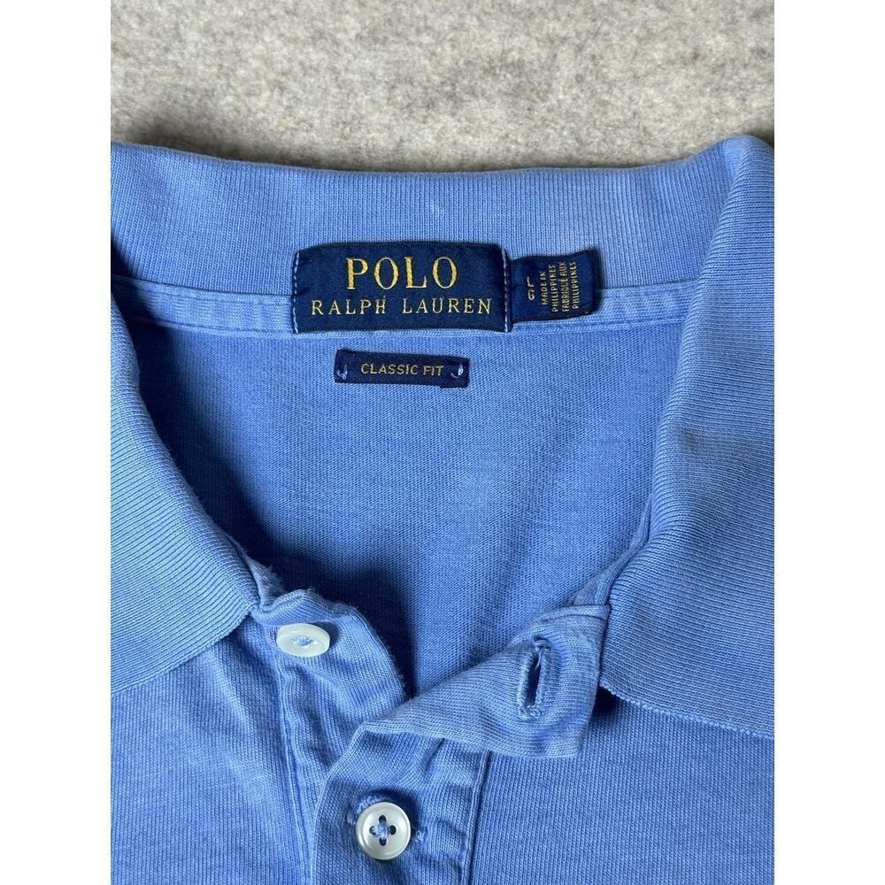 Polo Ralph Lauren Classic Fit Polo Shirt Blue Yellow Pony Men's Large L Cotton - Picture 6 of 10